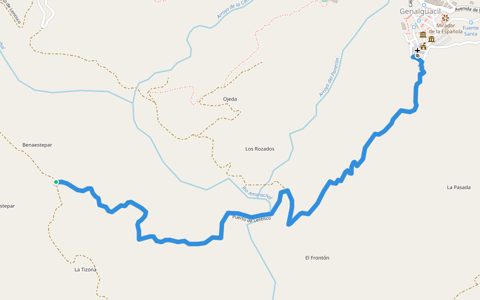 Puerto de Lentisco walking route map in Genalguacil