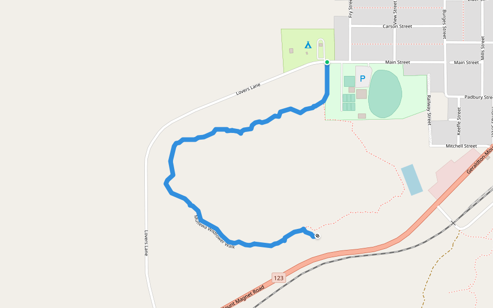 Mullewa Wildfower Walk walking route map in Mullewa