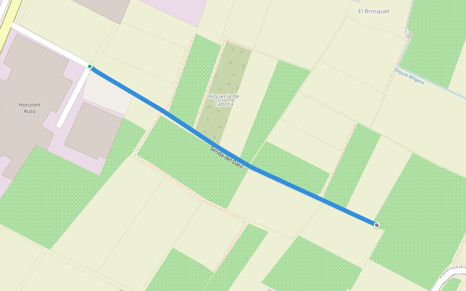 Senda del Dàtil walking route map in Foios