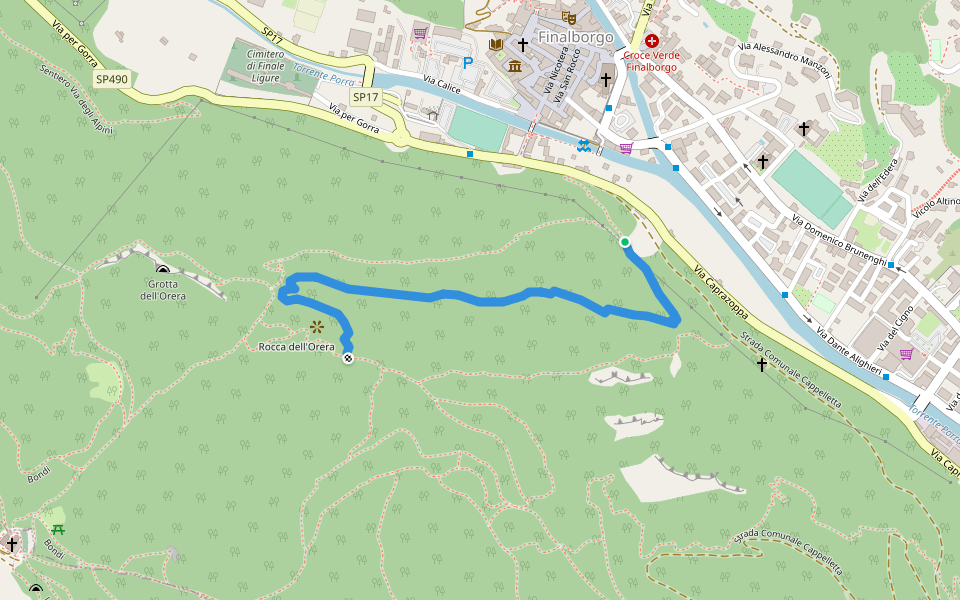 Sentiero DB walking route map in Finale Ligure