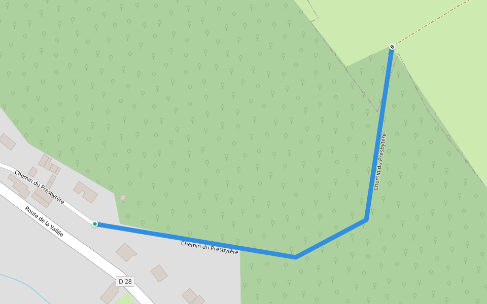Chemin du Presbytère walking route map in Ganzeville