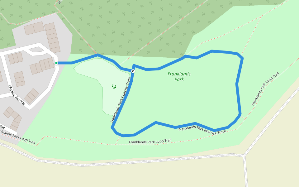 Franklands Park Exercise Track walking route map in Addlestone
