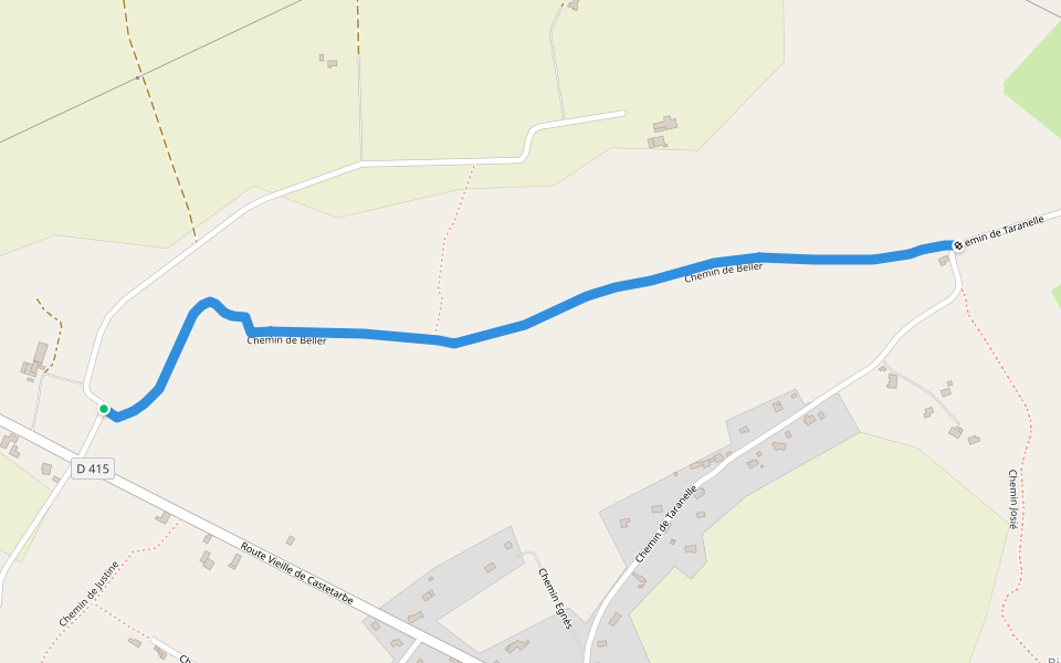 Chemin de Beller walking route map in Orthez