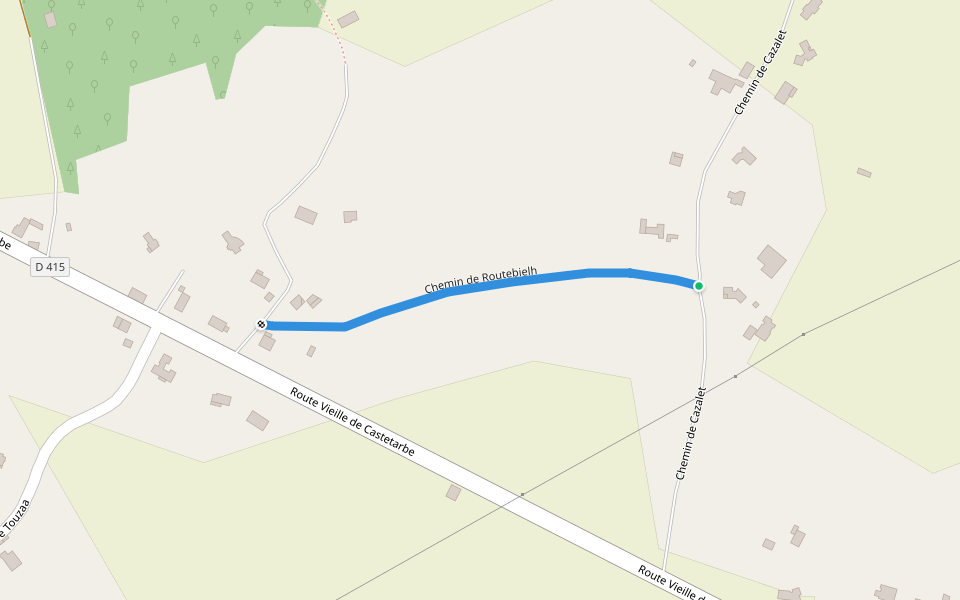 Chemin de Routebielh walking route map in Orthez