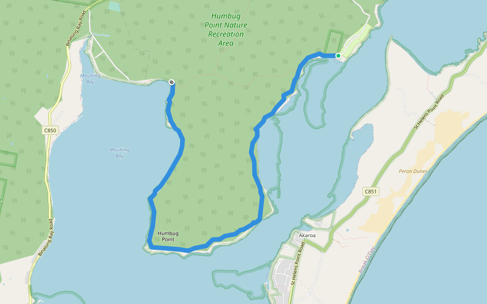 Humbug Point Loop walking route map in Binalong Bay