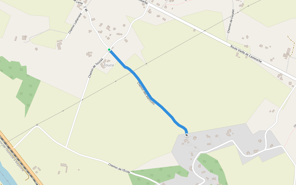Chemin des Barricots walking route map in Orthez
