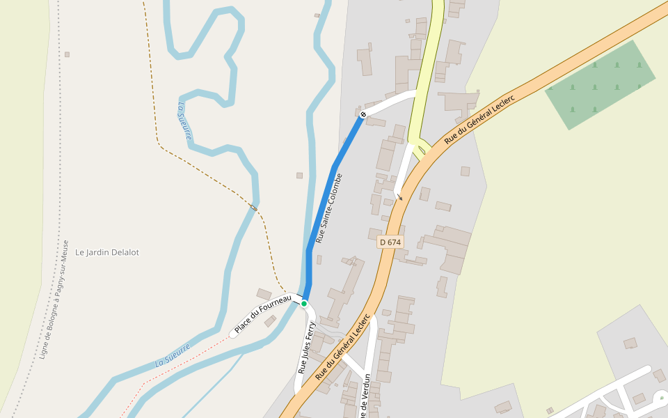 Rue Sainte-Colombe walking route map in Rimaucourt
