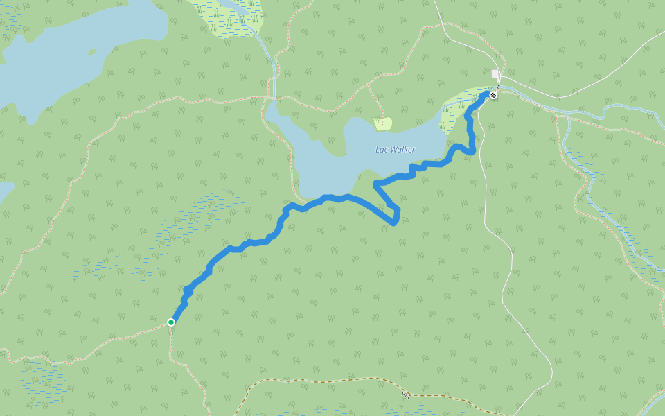 Sentier du lac Walker walking route map in Ferme-Neuve