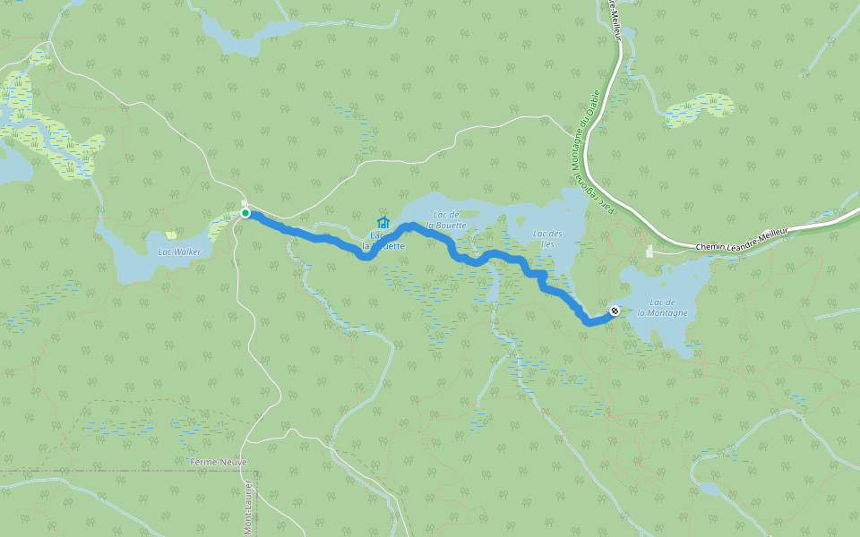 Sentier du lac des Îles walking route map in Ferme-Neuve