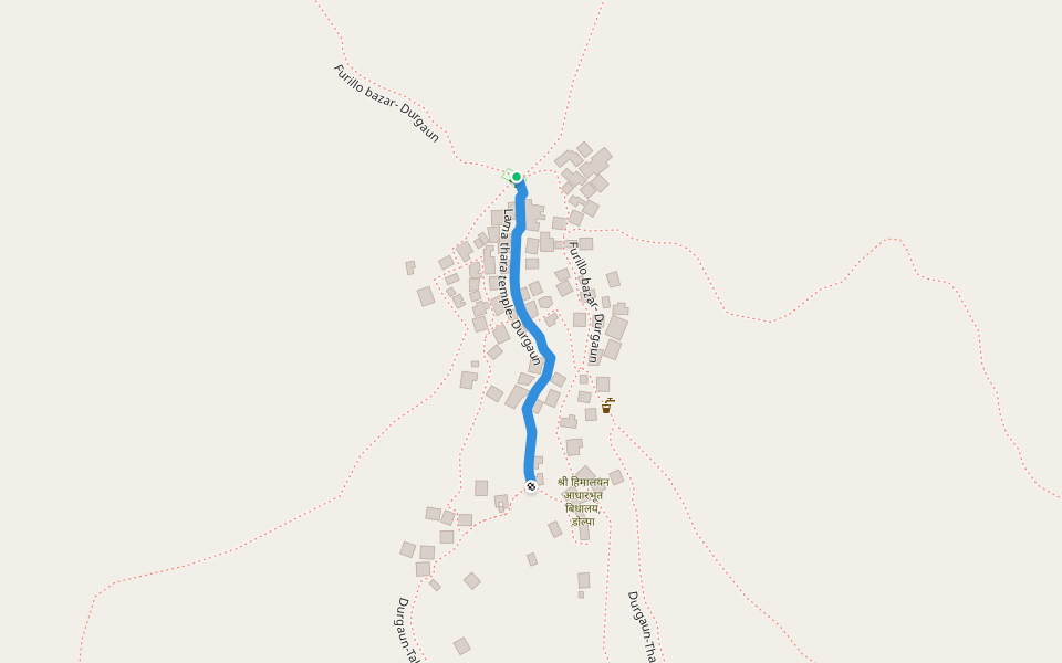 Lama thara temple- Durgaun walking route map in Majhfal