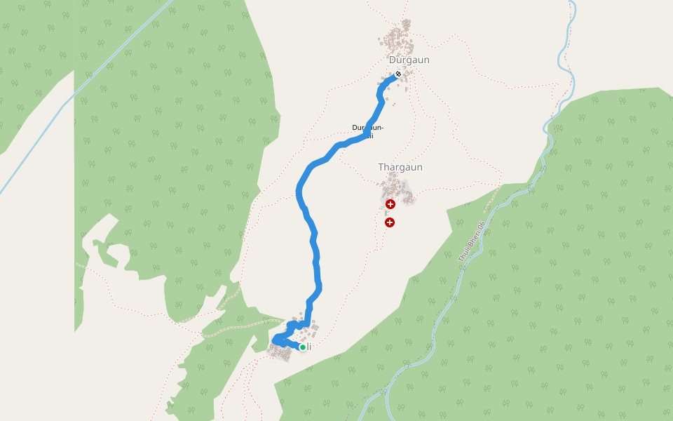 Durgaun-Tali walking route map in Majhfal