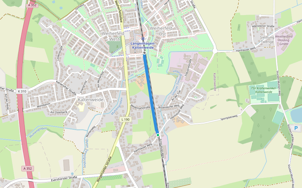 Jürgen-Kanzler-Weg walking route map in Langenhagen