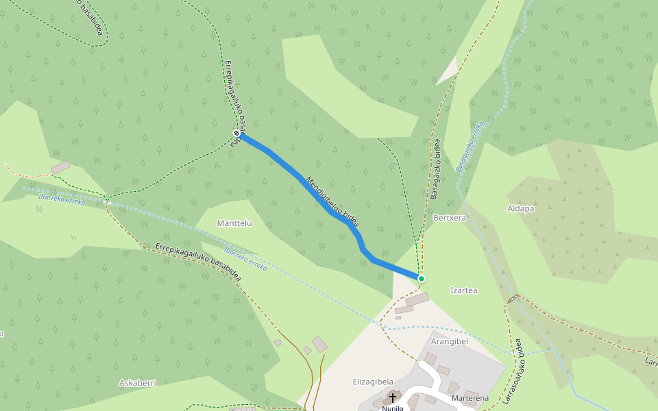 Mendigibelgo bidea walking route map in Sarasíbar