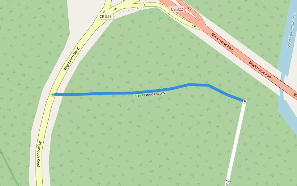 John's Woods Access walking route map in Hamilton