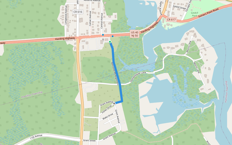 Belcoville RR Alignment walking route map in Hamilton