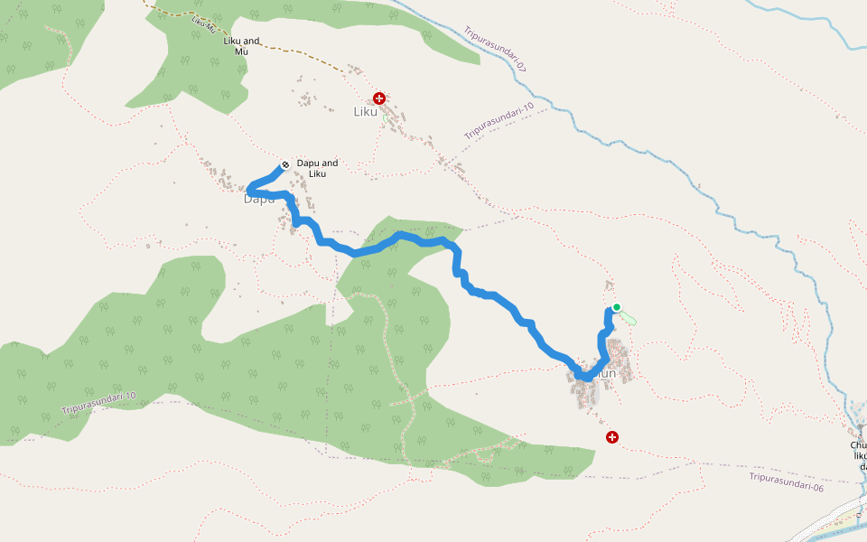 Chun-Dapu walking route map in Likhu