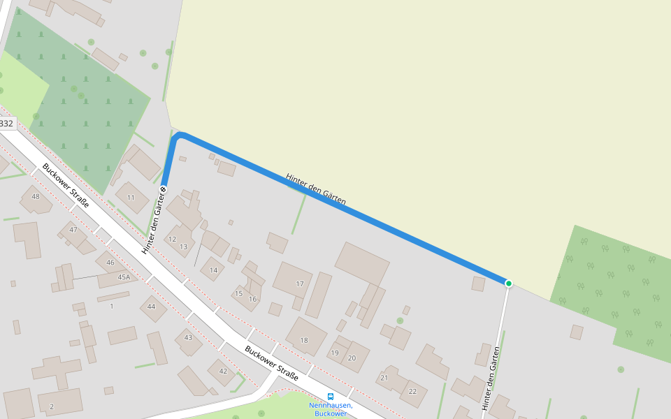 Hinter den Gärten walking route map in Nennhausen