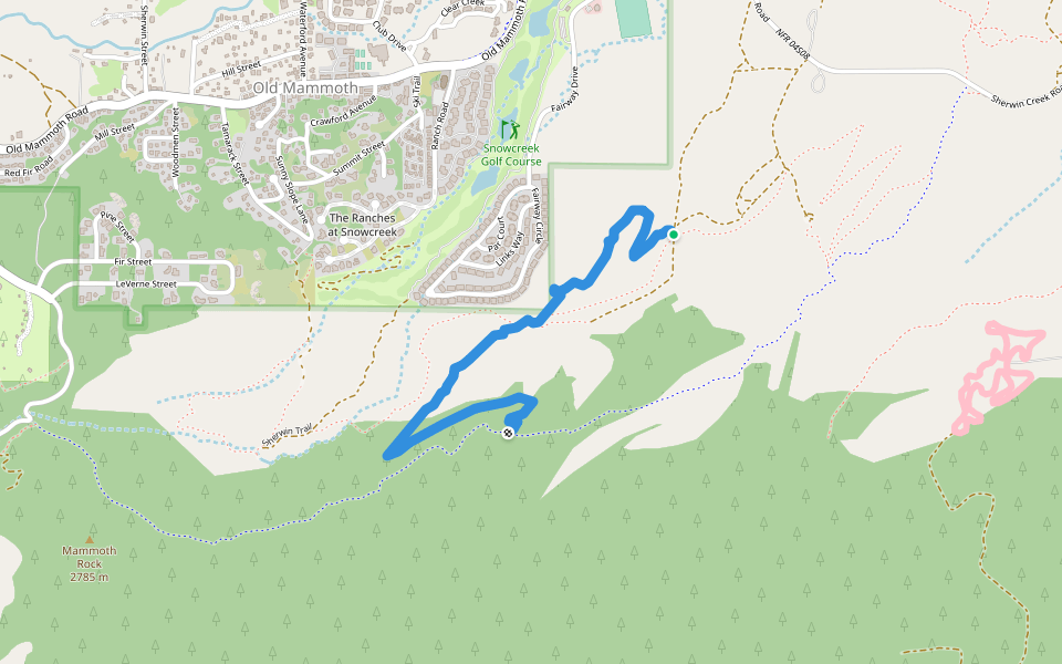 Meadow Trail Connector walking route map in Mammoth Lakes