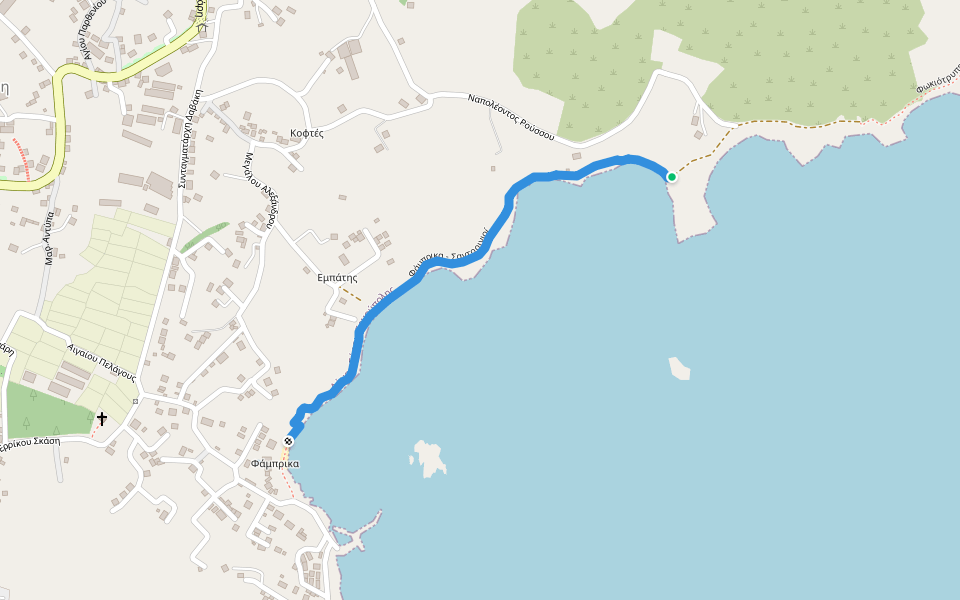 Φάμπρικα - Σαντορινιοί walking route map in Ermoupoli