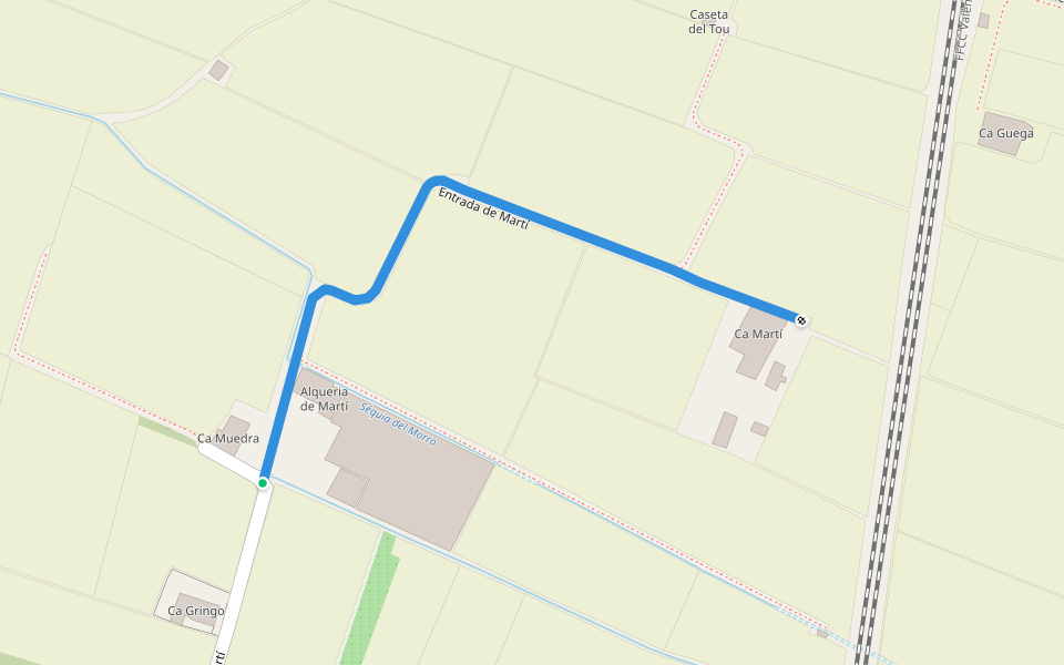 Entrada de Martí walking route map in Alboraya