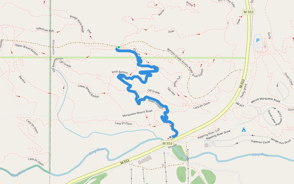 Down Dogger walking route map in Marquette