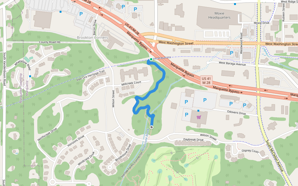 Harlow Farms Connector Trail walking route map in Marquette