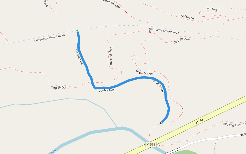 Double Take walking route map in Marquette