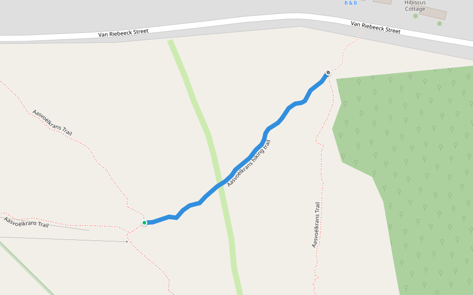 Aasvoëlkrans hiking trail walking route map in Montagu