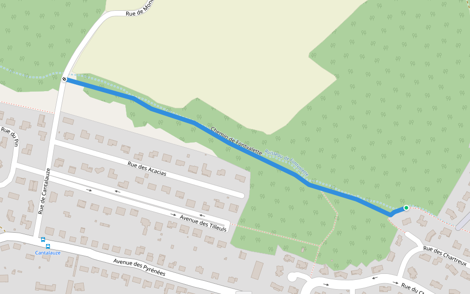 Chemin de Fontvalette walking route map in Mons