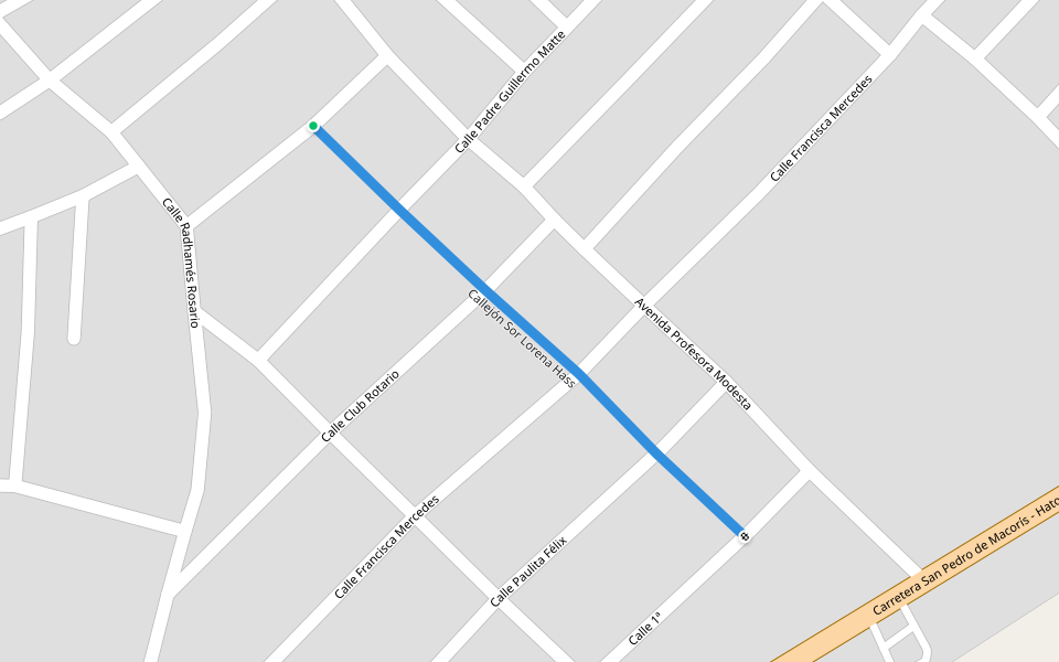 Callejón Sor Lorena Hass walking route map in Municipio Consuelo