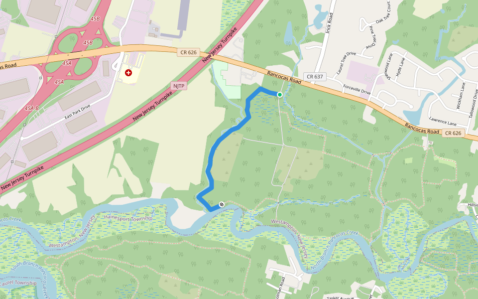 Mossy Bluff Trail (Green) walking route map in Westampton Township