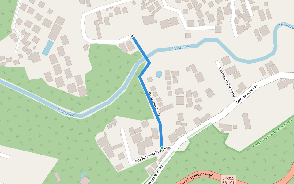 Passagem Ponte walking route map in São Sebastião