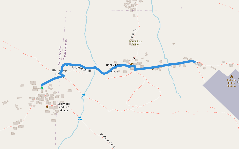 Sailawada-Bhor walking route map in Pahada