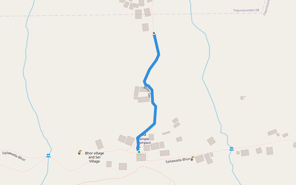 Bhor-Ser walking route map in Pahada
