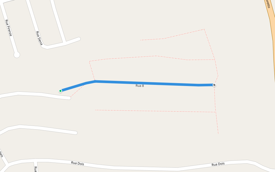 Rua 8 walking route map in Bragança Paulista