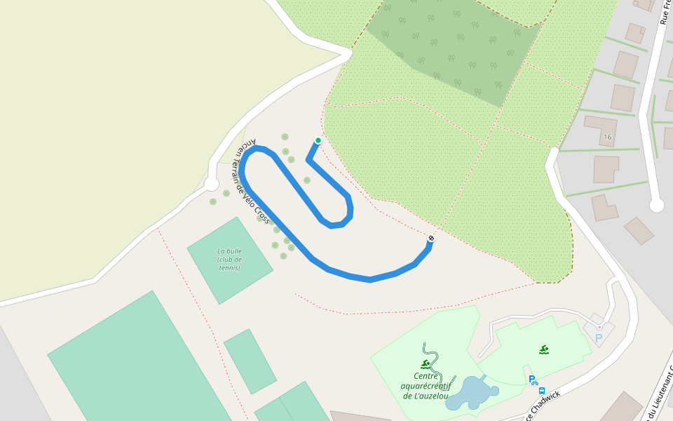 Ancien terrain de vélo cross walking route map in Tulle