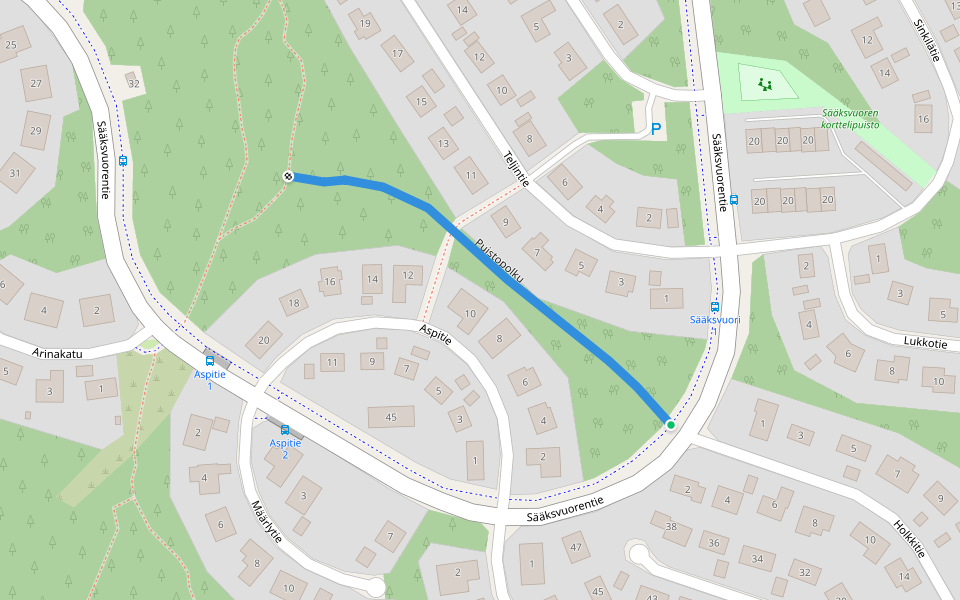 Puistopolku walking route map in Jyväskylä