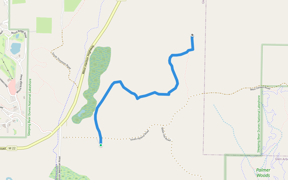 Valley View Campground trail walking route map in Maple City