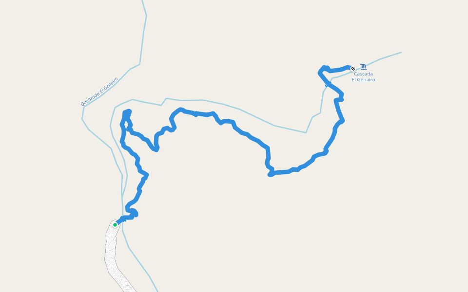 Acceso a la cascada El Genairo walking route map in Zumba