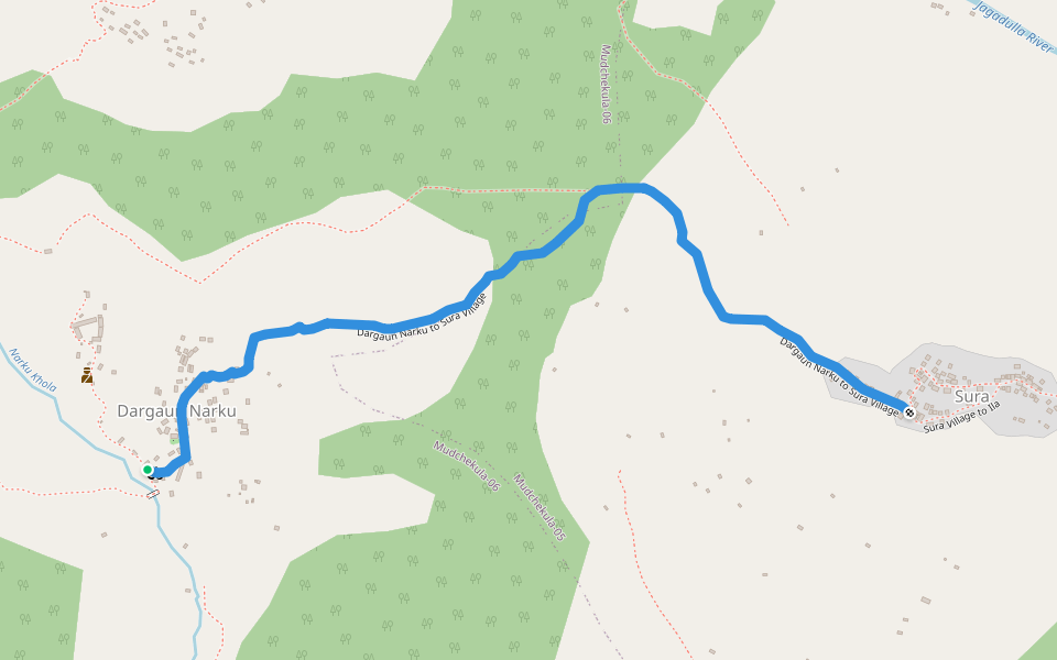 Dargaun Narku to Sura Village walking route map in Narku