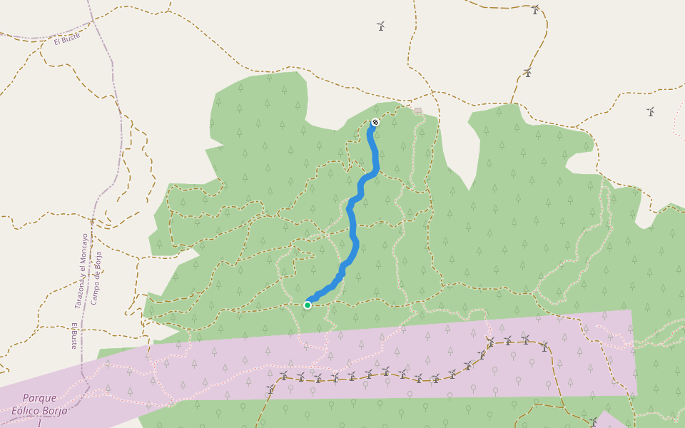 Senda de Pajaro walking route map in Borja