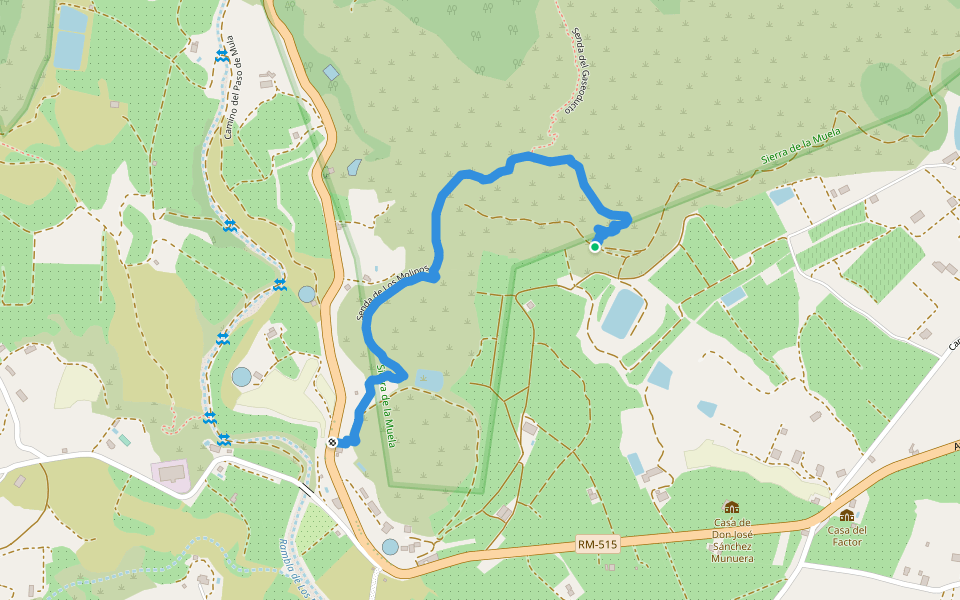Senda de Los Molinos walking route map in Alhama de Murcia