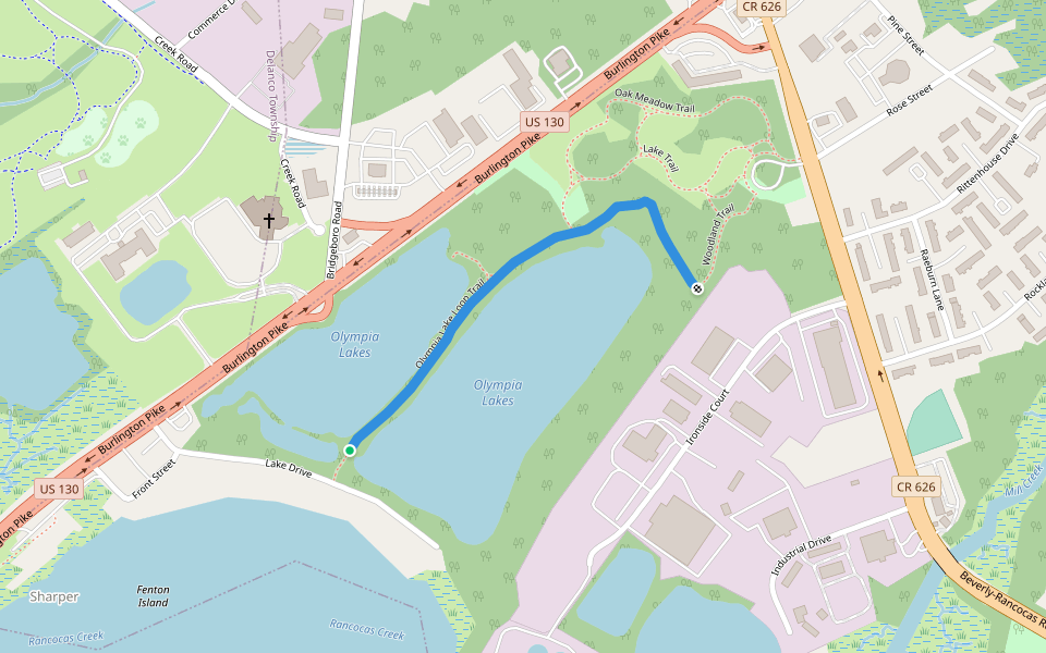 Olympia Lake Loop Trail walking route map in Beverly