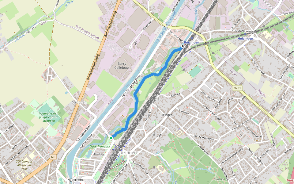 Zennepad walking route map in Halle