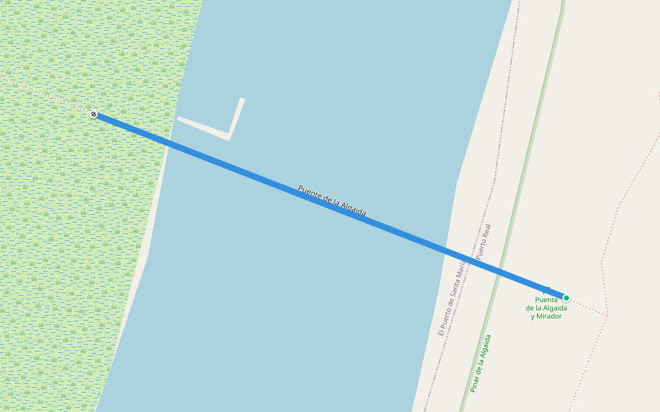 Puente de la Algaida walking route map in Puerto Real