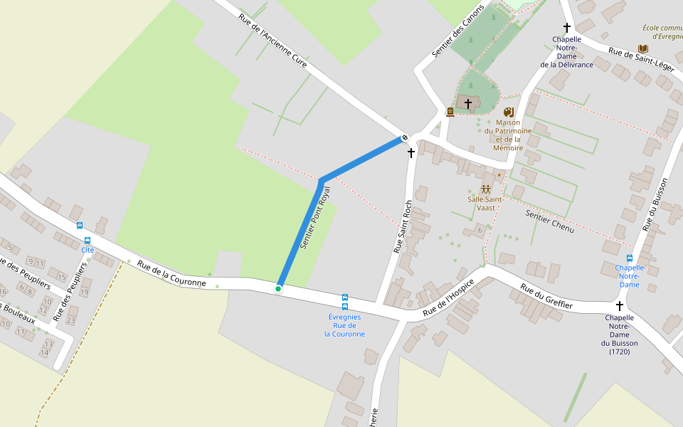 Sentier Pont Royal walking route map in Estaimpuis