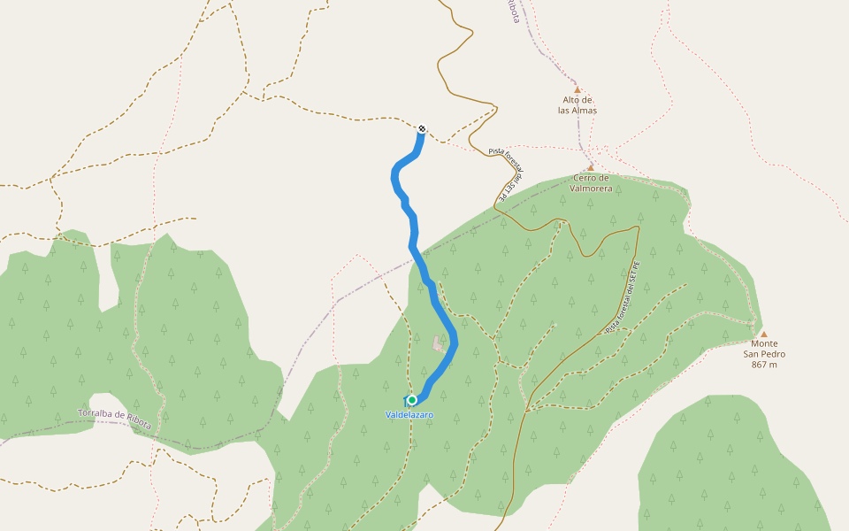 Senda Valdelázaro walking route map in Torralba de Ribota