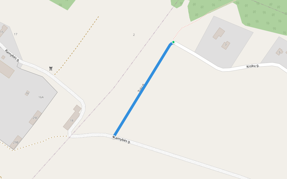 Tujų g. walking route map in Žemaičių Naumiestis