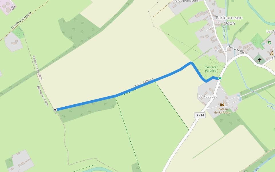 Chemin du Pissot walking route map in Parfouru-sur-Odon