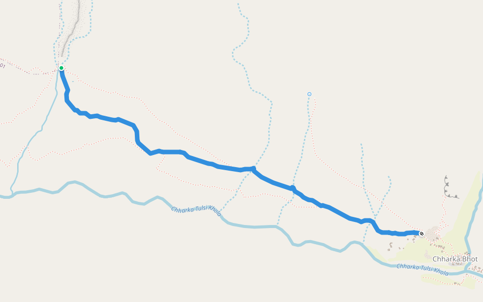 Pangagaon to Charkabhot walking route map in Chharka